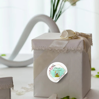 Aesthetic Golden Breeze Wedding Sticker - Customized Text for Invites & Gifts