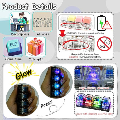 Keyboard Fidget Toys for Adults Keyboard Clicker with LED Light Keychain