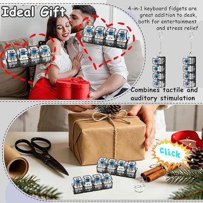 Keyboard Fidget Toys for Adults Keyboard Clicker with LED Light Keychain