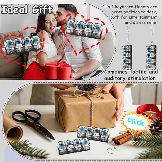 Keyboard Fidget Toys for Adults Keyboard Clicker with LED Light Keychain