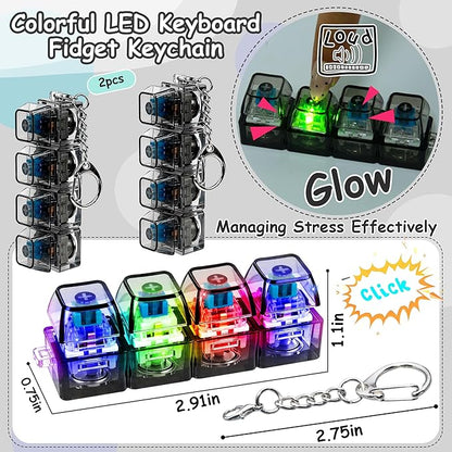 Keyboard Fidget Toys for Adults Keyboard Clicker with LED Light Keychain