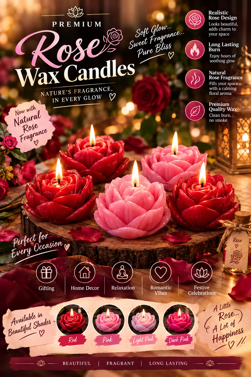Rose Candle with Fragnance.